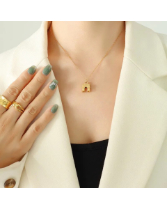 Gold Plated Jewelry Simple Clavicle Chain Female Fashion Triomphe Titanium Steel Necklace 