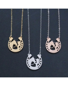 Fashion Stainless Steel Women's Horse Girl Shaped Pendant Necklace