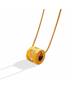 Fashion 18K Gold Plating Titanium Steel Summer Zircon Inlaid Hollow Cylindrical Necklace 