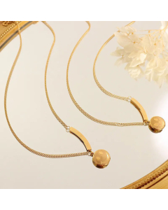 Fashion Female Titanium Steel Gold-Plated Cute Smiling Face Pendant Necklace