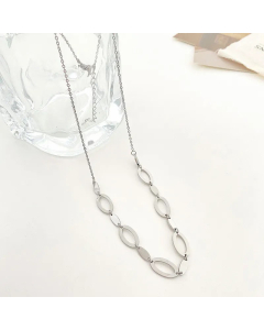 Fashion Hollow Oval Chain Necklace Stainless Steel