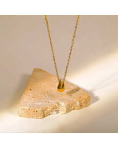 Fashion Water Drop Pendant Necklace New 18K Gold Plated Stainless Steel 