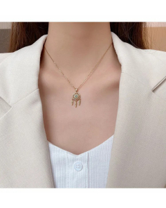 New Geometric Flower Shape Pendant Trendy Leaves Titanium Necklace