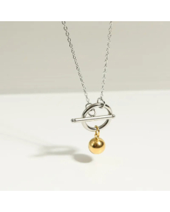 Fashion Stainless Steel Simple Geometric OT Buckle Bell Pendant Necklace
