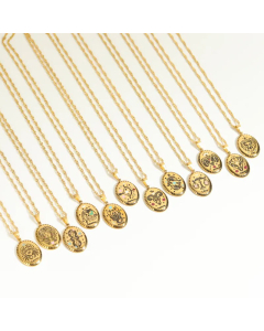 18K Gold Plating Original Vintage Twelve Constellation Pendant Necklace Stainless Steel 