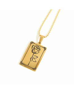Fashion 18K Real Gold Stainless Steel Simple Rose Flower Snake Element Necklace