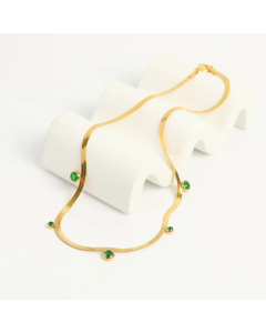 Fashion Electroplated 18K Gold Stainless Steel Simple Geometric Inlaid Zircon Necklace
