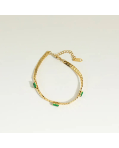 Fashion Female Titanium Steel Simple Zircon Snake Bone Necklace Bracelet-01-Multi-color