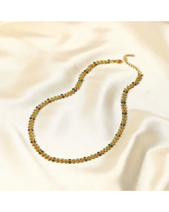 Fashion 18K Gold Green Drop Olive Leaf Necklace Women's Stainless Steel