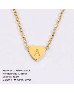 Fashion Heart Shape 26 English Letters Stainless Steel Necklace