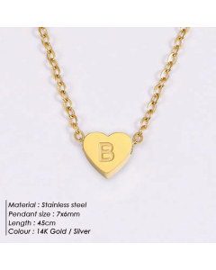 Fashion Heart Shape 26 English Letters Stainless Steel Necklace