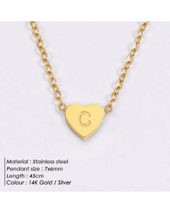 Fashion Heart Shape 26 English Letters Stainless Steel Necklace