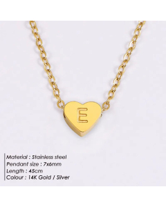 Fashion Heart Shape 26 English Letters Stainless Steel Necklace
