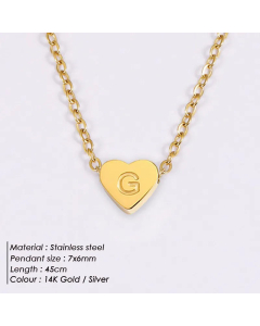 Fashion Heart Shape 26 English Letters Stainless Steel Necklace