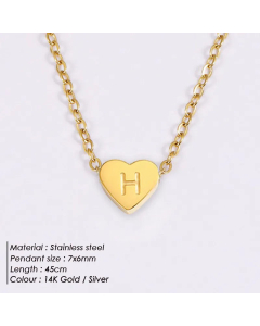 Fashion Heart Shape 26 English Letters Stainless Steel Necklace