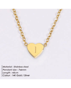 Fashion Heart Shape 26 English Letters Stainless Steel Necklace