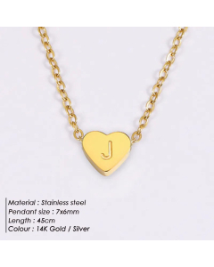 Fashion Heart Shape 26 English Letters Stainless Steel Necklace