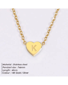 Fashion Heart Shape 26 English Letters Stainless Steel Necklace