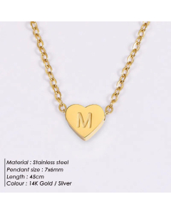 Fashion Heart Shape 26 English Letters Stainless Steel Necklace