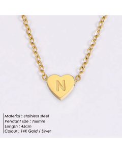 Fashion Heart Shape 26 English Letters Stainless Steel Necklace
