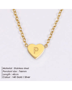 Fashion Heart Shape 26 English Letters Stainless Steel Necklace