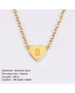 Fashion Heart Shape 26 English Letters Stainless Steel Necklace