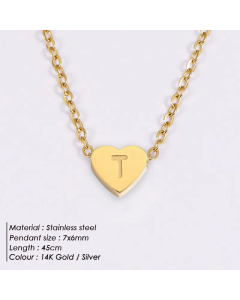 Fashion Heart Shape 26 English Letters Stainless Steel Necklace