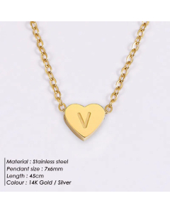 Fashion Heart Shape 26 English Letters Stainless Steel Necklace