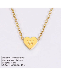 Fashion Heart Shape 26 English Letters Stainless Steel Necklace
