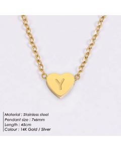 Fashion Heart Shape 26 English Letters Stainless Steel Necklace