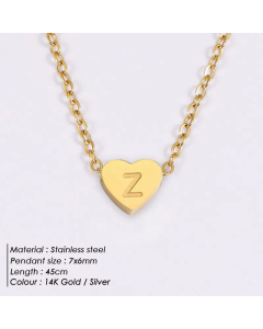 Fashion Heart Shape 26 English Letters Stainless Steel Necklace