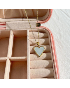 Simple Clavicle Chain Heart-Shaped Malachite Green Necklace Titanium Steel