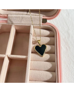 Simple Clavicle Chain Heart-Shaped Malachite Green Necklace Titanium Steel