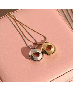 Simple Round Pendant Necklace Geometric O-Shaped Titanium Steel 