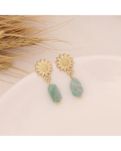 Eyes Natural Stone Multi-Layer Heart Necklace Stainless Steel Flower Earrings