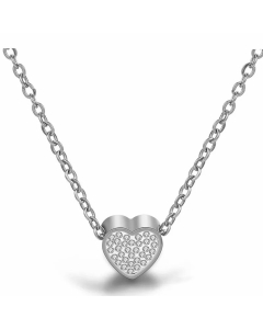 Refined Titanium Steel Diamond-Embedded Heart Pendant Necklace