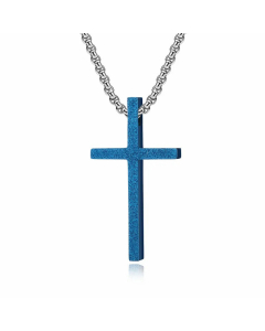 Fashion Stainless Steel Simple Frosted Cross Pendant Necklace