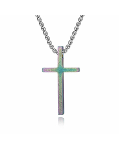 Fashion Stainless Steel Simple Frosted Cross Pendant Necklace
