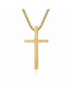 Fashion Stainless Steel Simple Frosted Cross Pendant Necklace