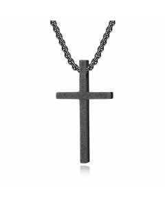 Fashion Stainless Steel Simple Frosted Cross Pendant Necklace