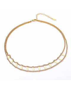 Fashion Electroplated 18K Gold Double-Layer Necklace New Accessories Stainless Steel 