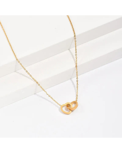 Fashion Simple Ornament Stainless Steel Heart Shaped Pendant Necklace Electroplated Gold