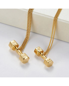 Fashion Titanium Steel Fitness Dumbbell Barbell Pendant Necklace