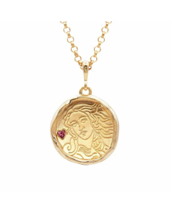 Fashion Stainless Steel God Medusa Athena Pendant Zirconium-Embedded Gem Necklace