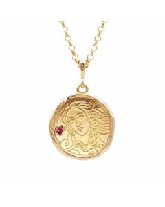 Fashion Stainless Steel God Medusa Athena Pendant Zirconium-Embedded Gem Necklace