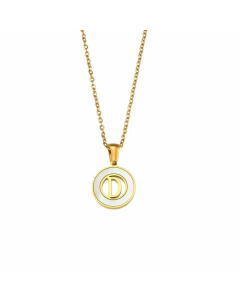 2023 Fashion 26 Hollow Letter Elegant Round Shell Stainless Steel Necklace
