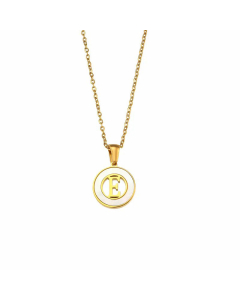 2023 Fashion 26 Hollow Letter Elegant Round Shell Stainless Steel Necklace