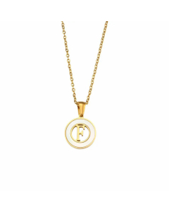 2023 Fashion 26 Hollow Letter Elegant Round Shell Stainless Steel Necklace