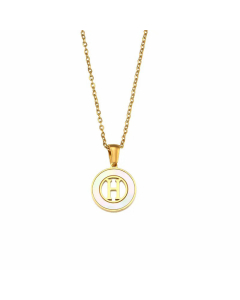 2023 Fashion 26 Hollow Letter Elegant Round Shell Stainless Steel Necklace