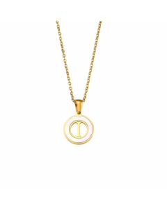 2023 Fashion 26 Hollow Letter Elegant Round Shell Stainless Steel Necklace